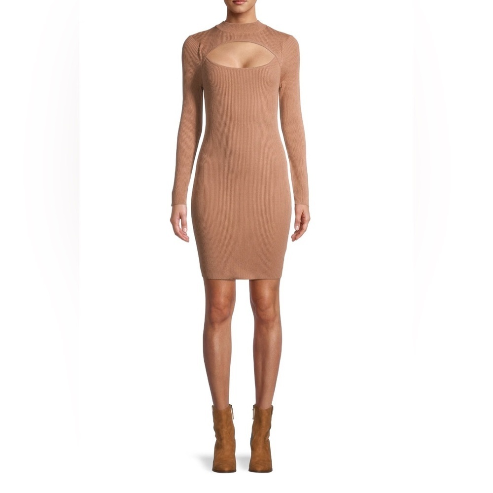 Say What Long Sleeve Mock Neck Cutout Dress